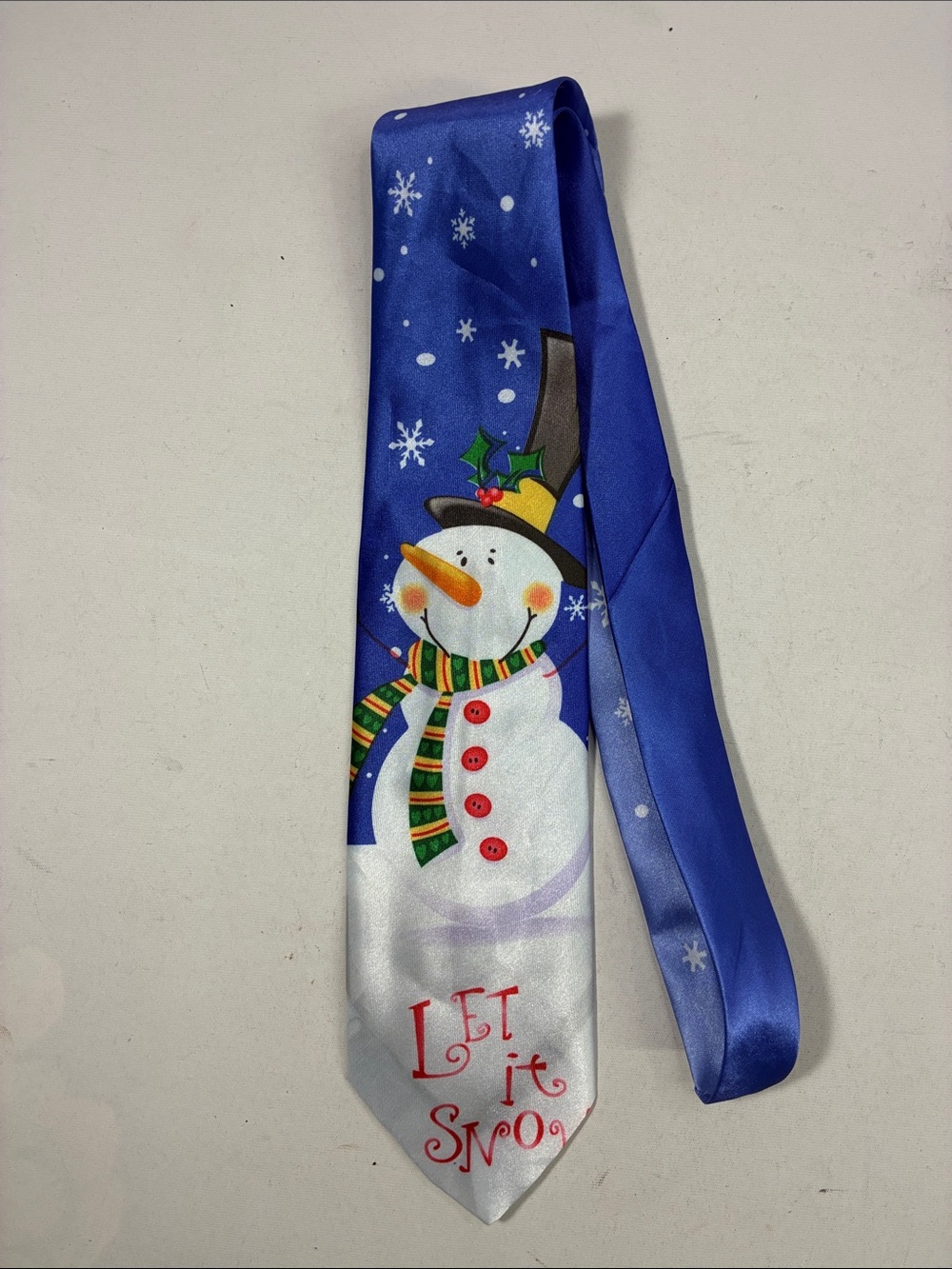 Blue Snowman Kids Necktie - Holiday 'Let It Snow'